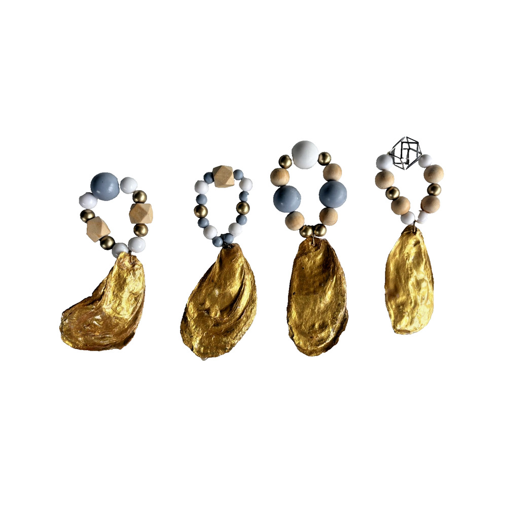 Oyster Shell Napkin Rings Napkin Holders Table Decor Lot Of 4 Preowned